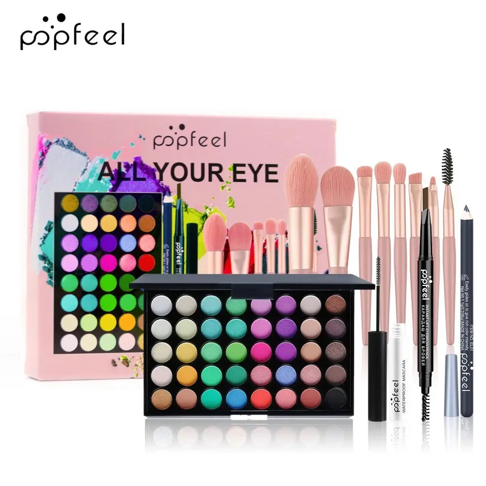 Make-up-Set, Lidschatten, Lippenstift, Augenbrauen, Concealer, Puderpinsel, komplettes Make-up-Set für Frauen, weiblich, Anfänger, Studenten, komplettes Set