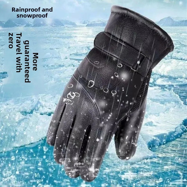 Herren-Winterhandschuhe, verdickt, mit Fleece gefüttert, Touchscreen, wasserdicht, winddicht, kältebeständig, Motorradfahren, Outdoor, Skifahren