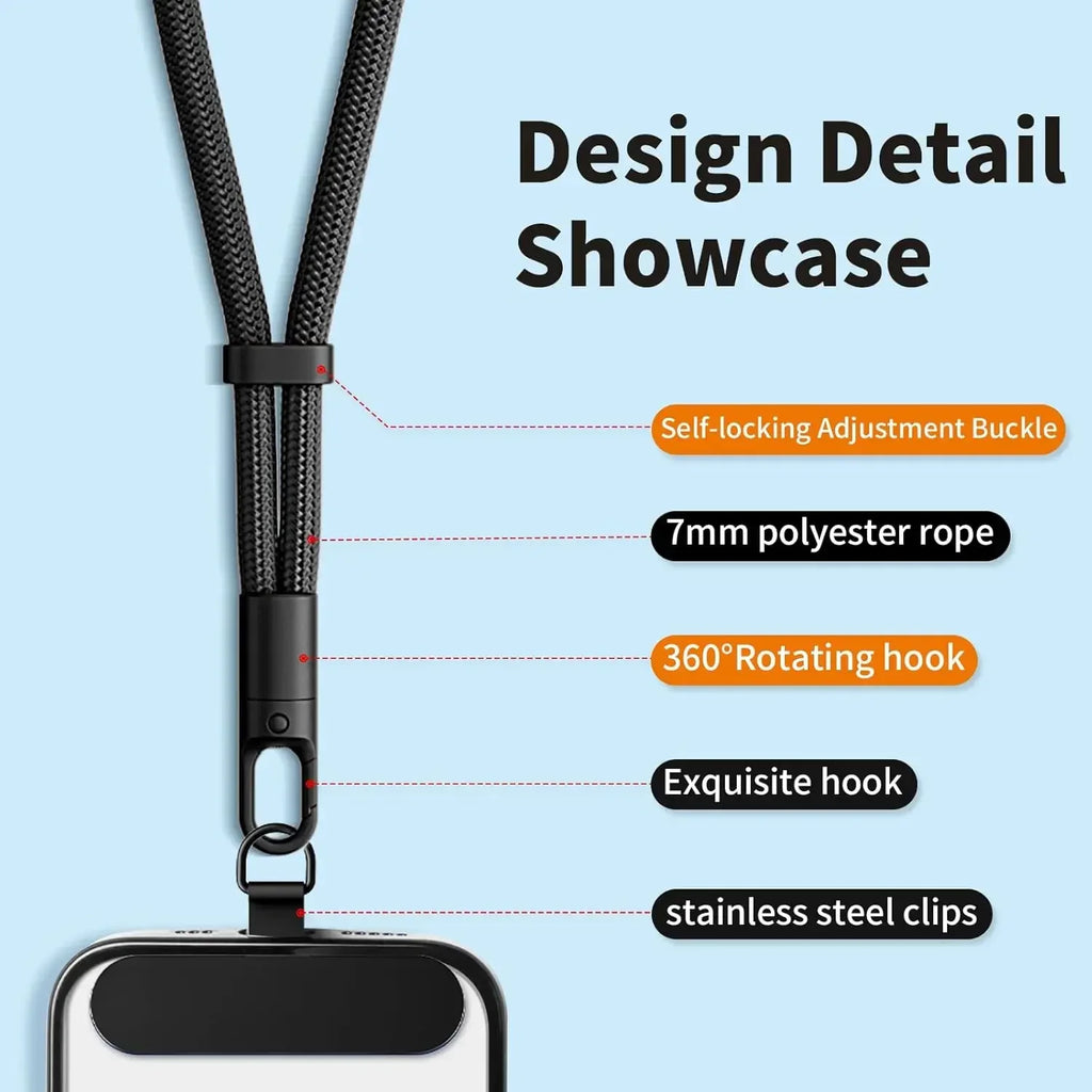 Universelles Telefon-Lanyard mit Clip, verbessert, Anti-Drop 360° °   Drehbarer, verstellbarer Hals-/Umhängegurt für alle Handyhüllen