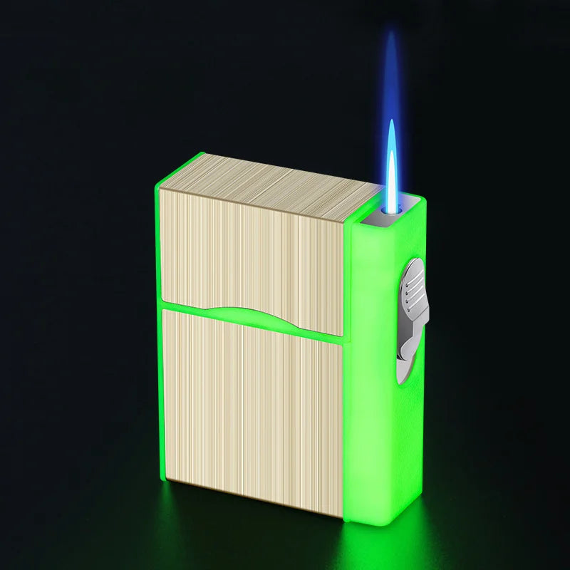 2 in 1 leuchtendes Zigarettenetui, 20 Stück, USB wiederaufladbar, Zigarettenanzünder, winddicht, Zigarettenetui, Geschenk, Raucherzubehör