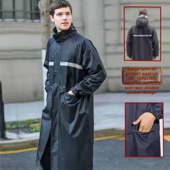 Langer, einteiliger Regenmantel für Erwachsene aus Segeltuch, wasserdicht, Wander-Regenanzug, Herren-All-Body-Regenschutzkleidung, langlebiges Oxford-Tuch