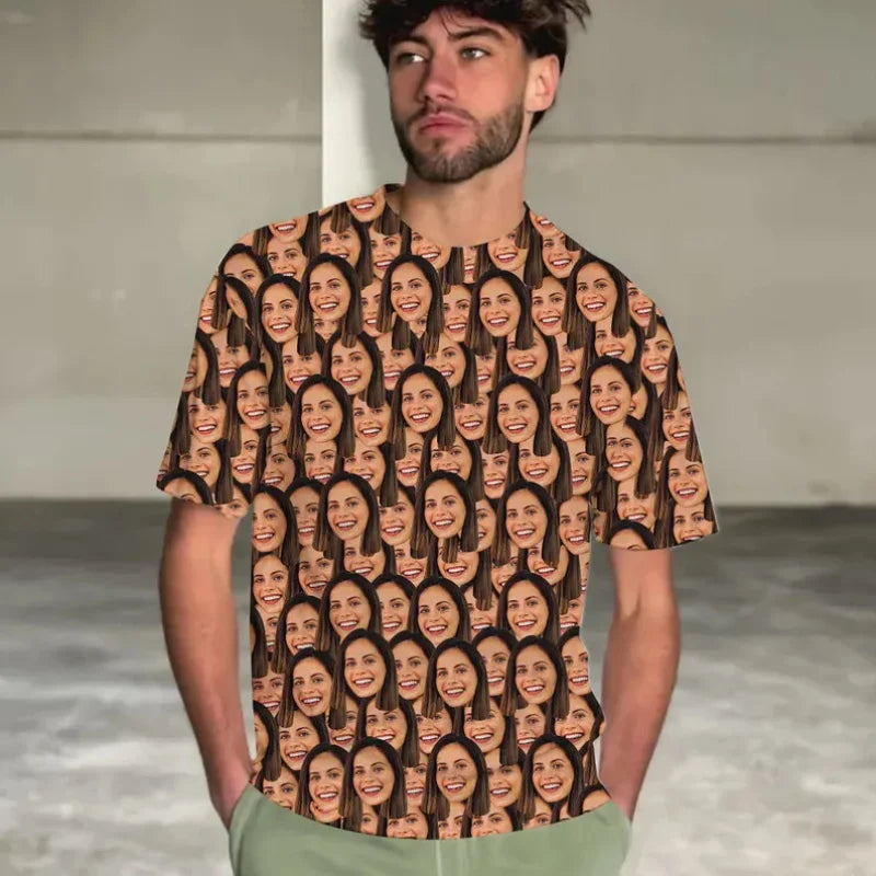 Benutzerdefinierte Gesicht T-shirts Für Männer Voller Druck Personalisierte Diy Gesicht Foto T-shirt Benutzerdefinierte Bild Kurzarm Rundhals T-shirt