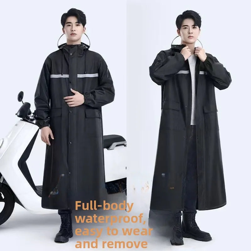 Extra langer Ganzkörper-Regenmantel für schwere Regen, Outdoor-Motorrad, batteriebetrieben, Baustelle, einteiliger wasserdichter Regenanzug