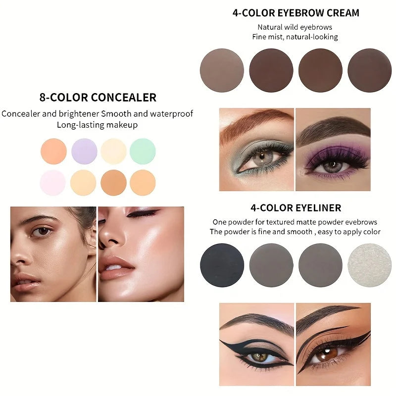 Das 110-Farben-All-in-One-Make-up-Palette-Geschenkset enthält Lidschatten, Glitzer, Lippenstift, Concealer, Rouge, Eyeliner, Textmarker mit Spiegel